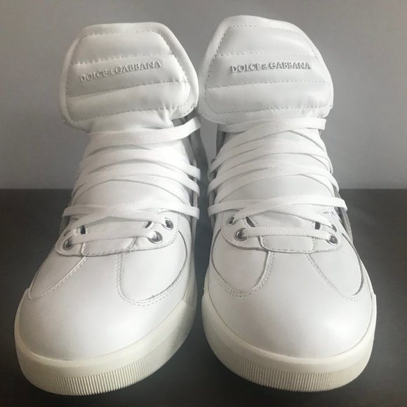 White Dolce & Gabbana Man's Hi-top Sneakers